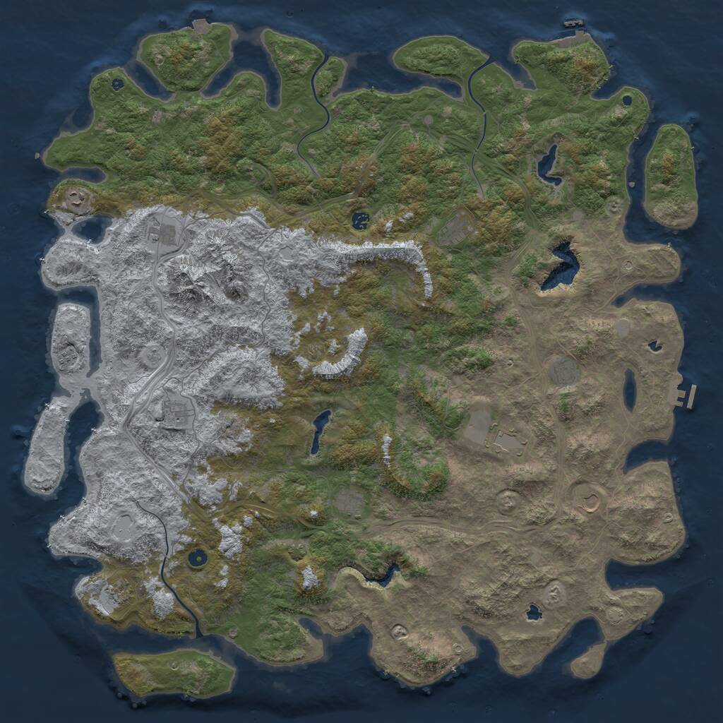 Rust Map: Procedural Map, Size: 6000, Seed: 454365811, 17 Monuments