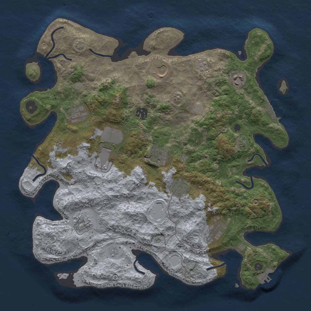 Rust Map: Procedural Map, Size: 3850, Seed: 39658565, 18 Monuments