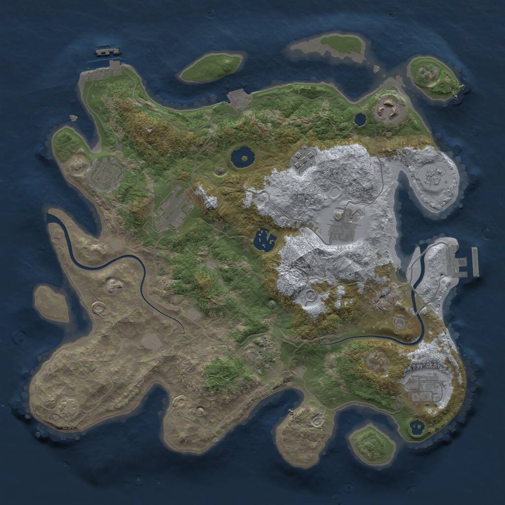 Rust Map: Procedural Map, Size: 3400, Seed: 43538762, 14 Monuments