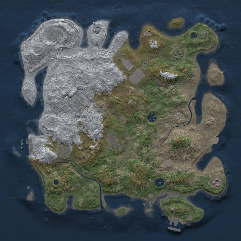 Rust Map: Procedural Map, Size: 3950, Seed: 51548056, 15 Monuments