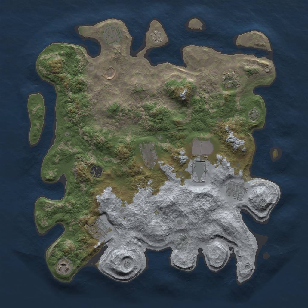 Rust Map: Barren, Size: 3850, Seed: 82595154, 14 Monuments