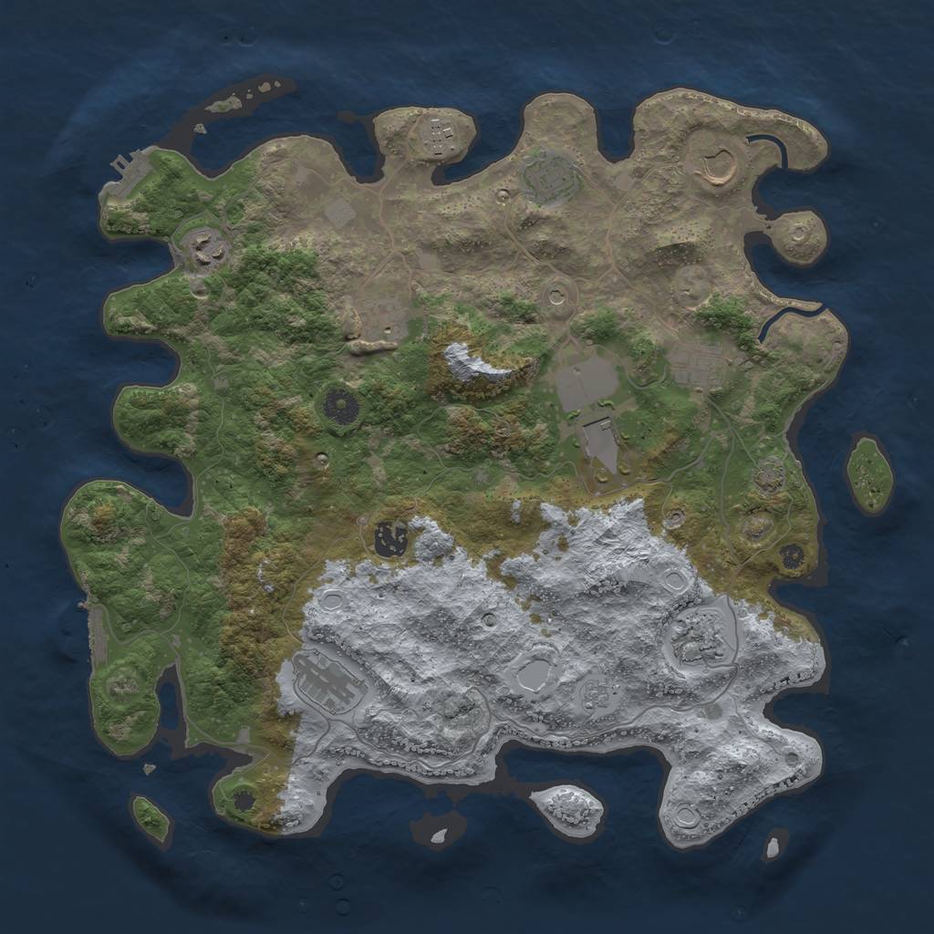 Rust Map: Procedural Map, Size: 3950, Seed: 51655134, 18 Monuments