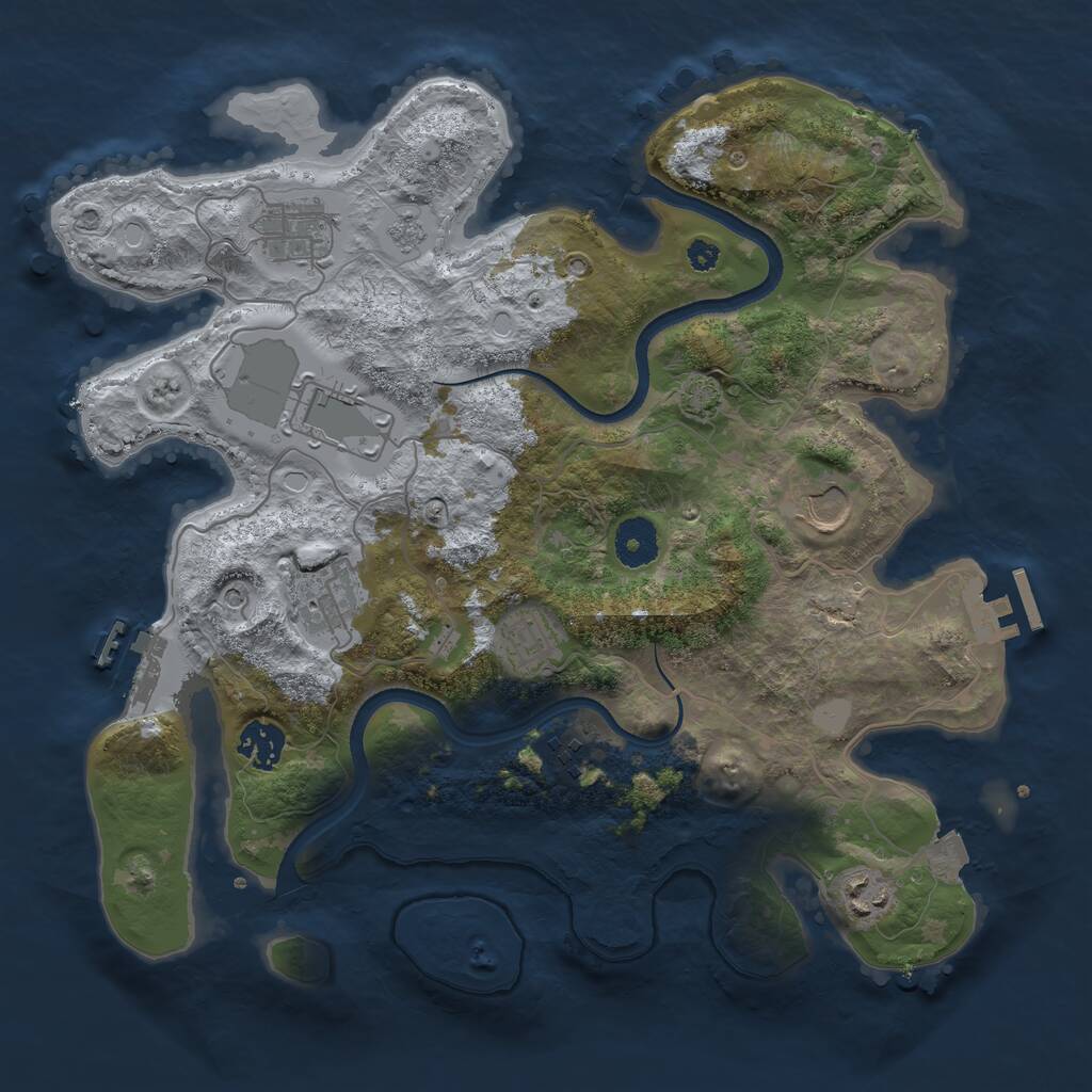 Rust Map: Procedural Map, Size: 3500, Seed: 84865656, 14 Monuments