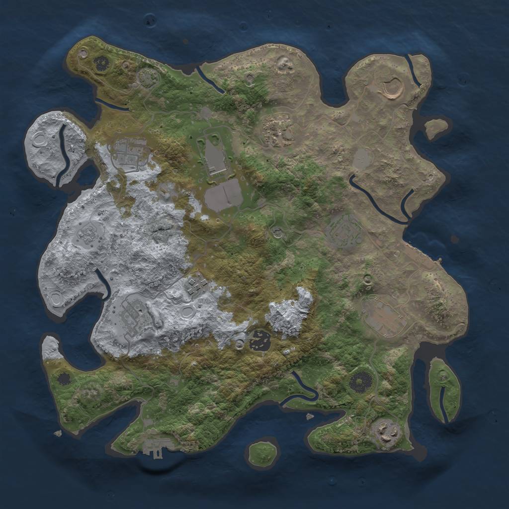Rust Map: Procedural Map, Size: 3500, Seed: 2544082, 18 Monuments