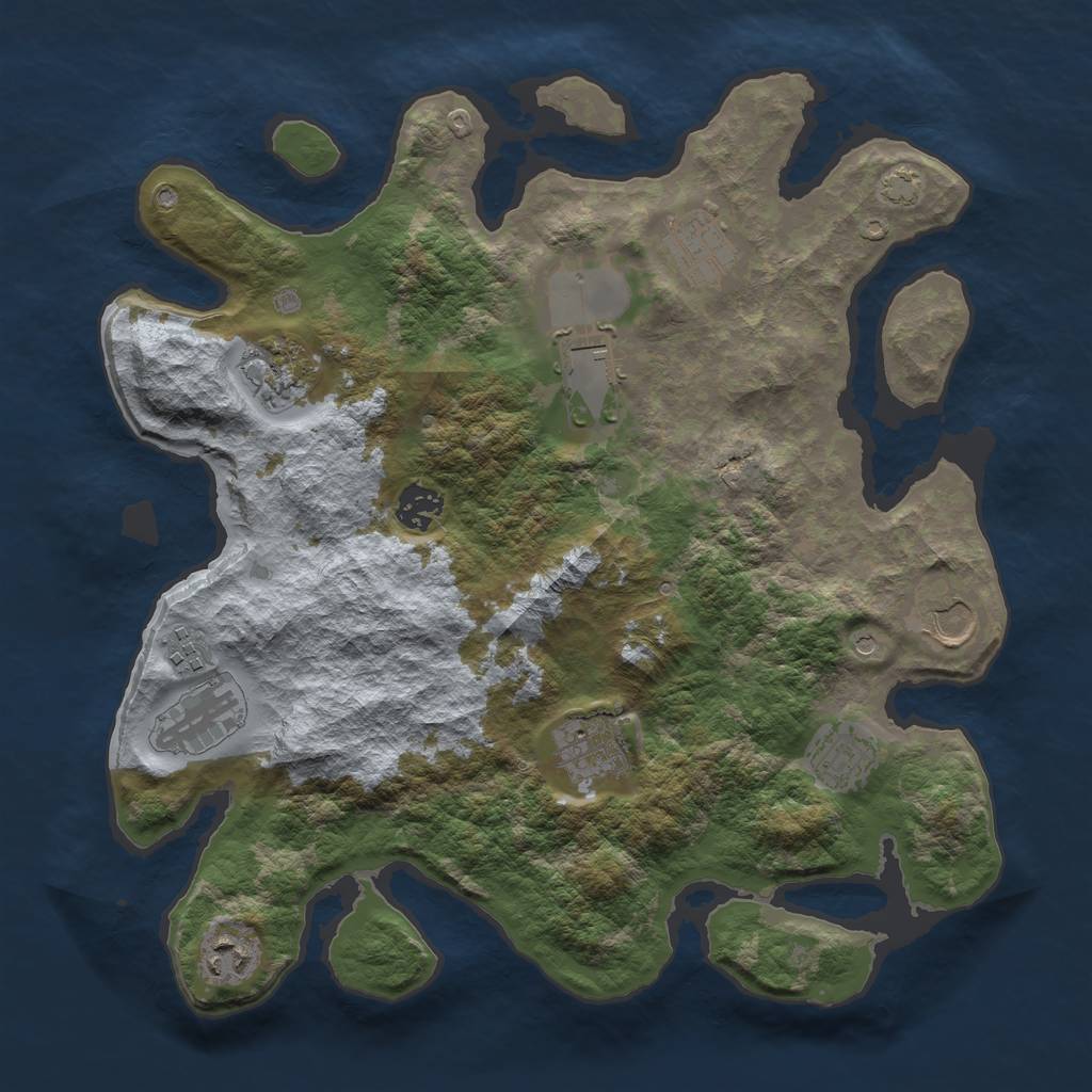 Rust Map: Barren, Size: 3590, Seed: 1873773025, 14 Monuments