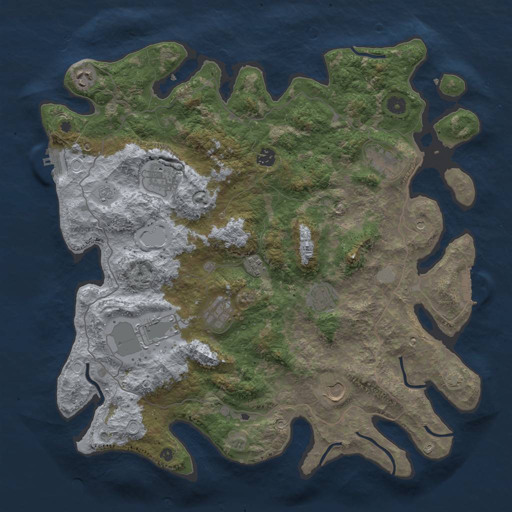 Rust Map: Procedural Map, Size: 4100, Seed: 2091932, 17 Monuments