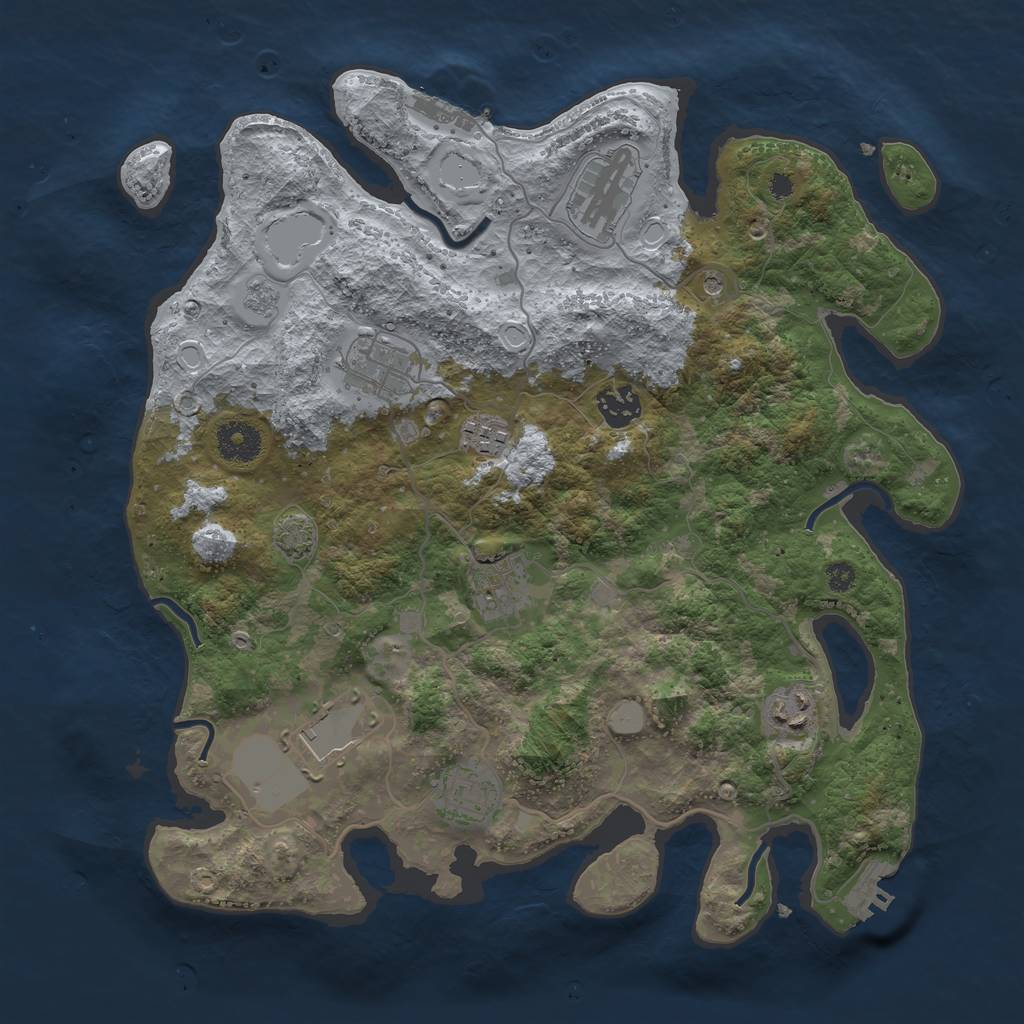 Rust Map: Procedural Map, Size: 3550, Seed: 19785368, 16 Monuments