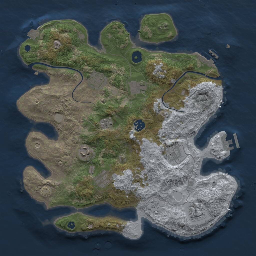 Rust Map: Procedural Map, Size: 3450, Seed: 69429470, 14 Monuments