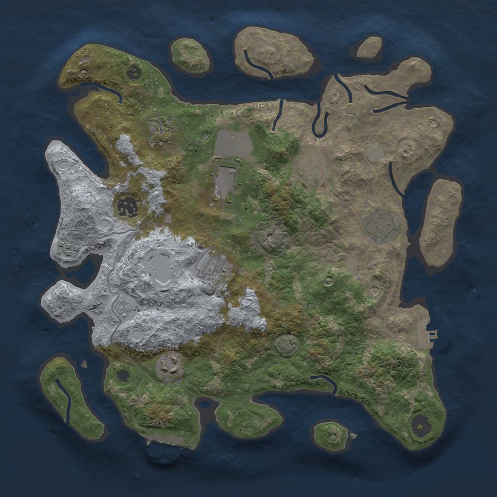 Rust Map: Procedural Map, Size: 3550, Seed: 30062266, 16 Monuments