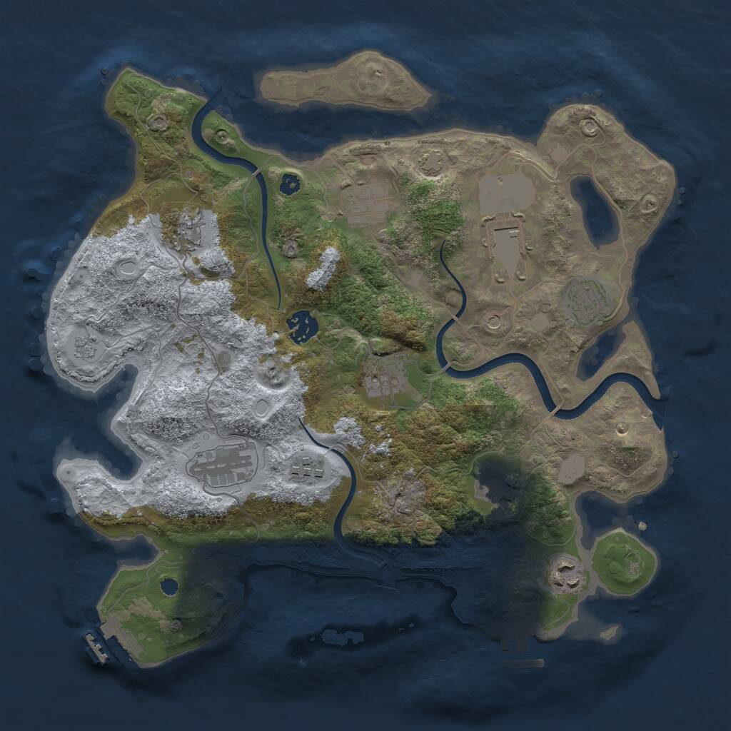 Rust Map: Procedural Map, Size: 3500, Seed: 1615605621, 16 Monuments