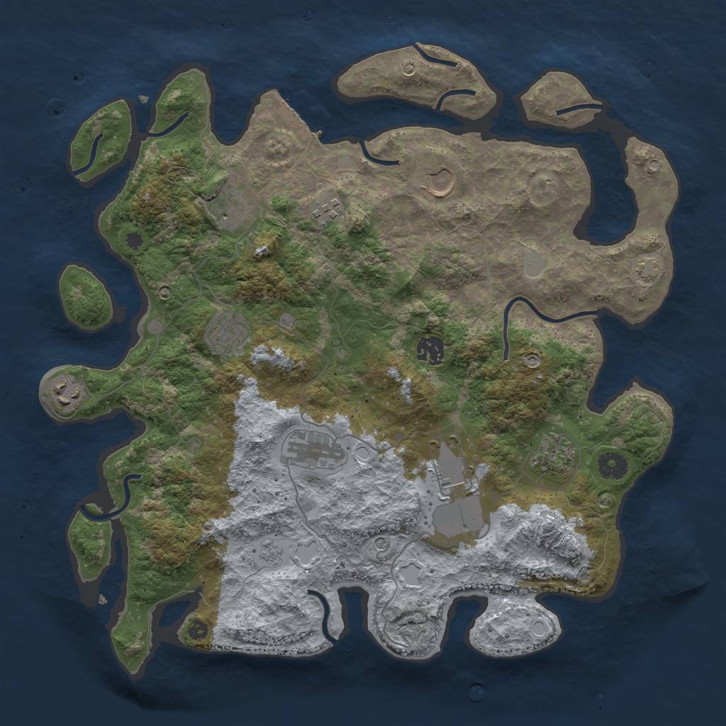 Rust Map: Procedural Map, Size: 3800, Seed: 21371176, 16 Monuments