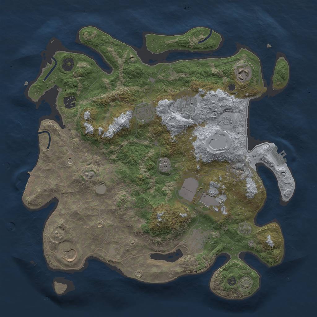 Rust Map: Procedural Map, Size: 3700, Seed: 37934287, 16 Monuments