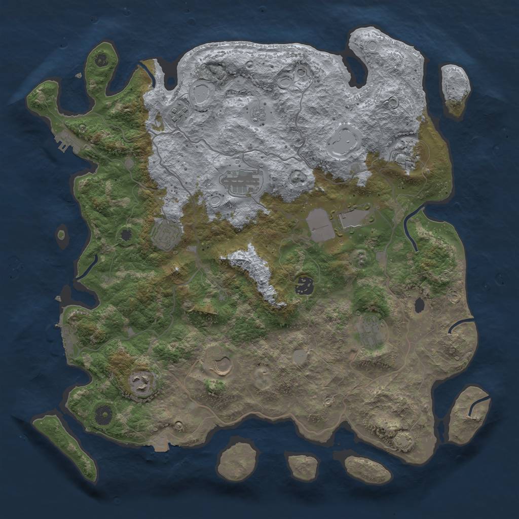 Rust Map: Procedural Map, Size: 4100, Seed: 95753968, 17 Monuments