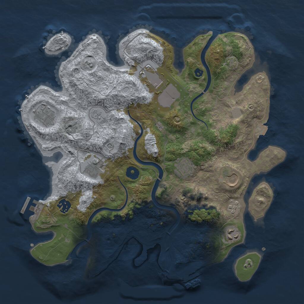 Rust Map: Procedural Map, Size: 3500, Seed: 93373111, 14 Monuments
