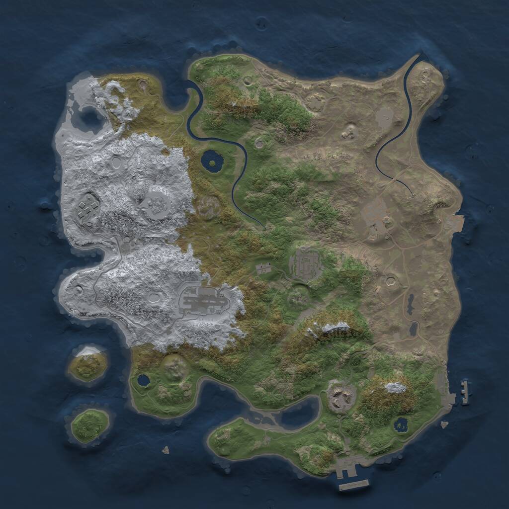 Rust Map: Procedural Map, Size: 3450, Seed: 53484915, 11 Monuments