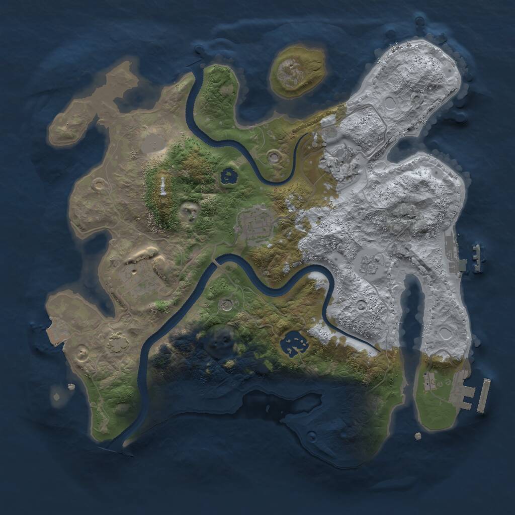 Rust Map: Procedural Map, Size: 3000, Seed: 1368336990, 10 Monuments