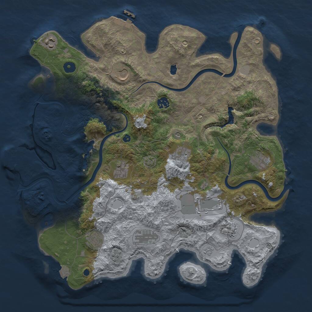 Rust Map: Procedural Map, Size: 4000, Seed: 6213, 17 Monuments