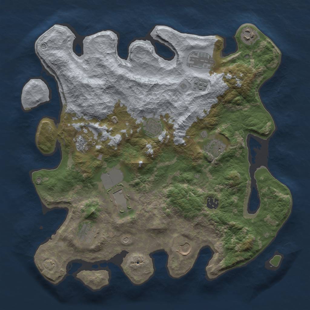 Rust Map: Barren, Size: 3700, Seed: 92799431, 14 Monuments