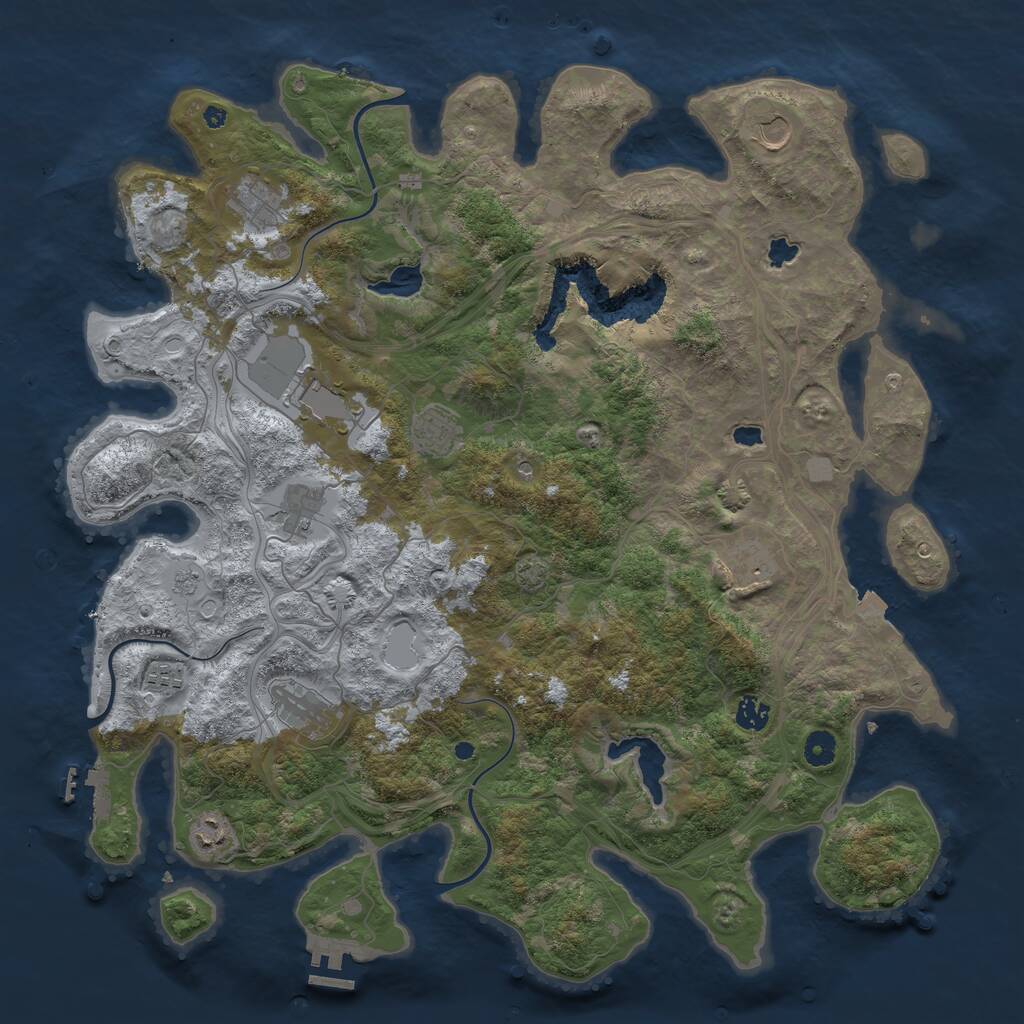 Rust Map: Procedural Map, Size: 4500, Seed: 500958824, 16 Monuments