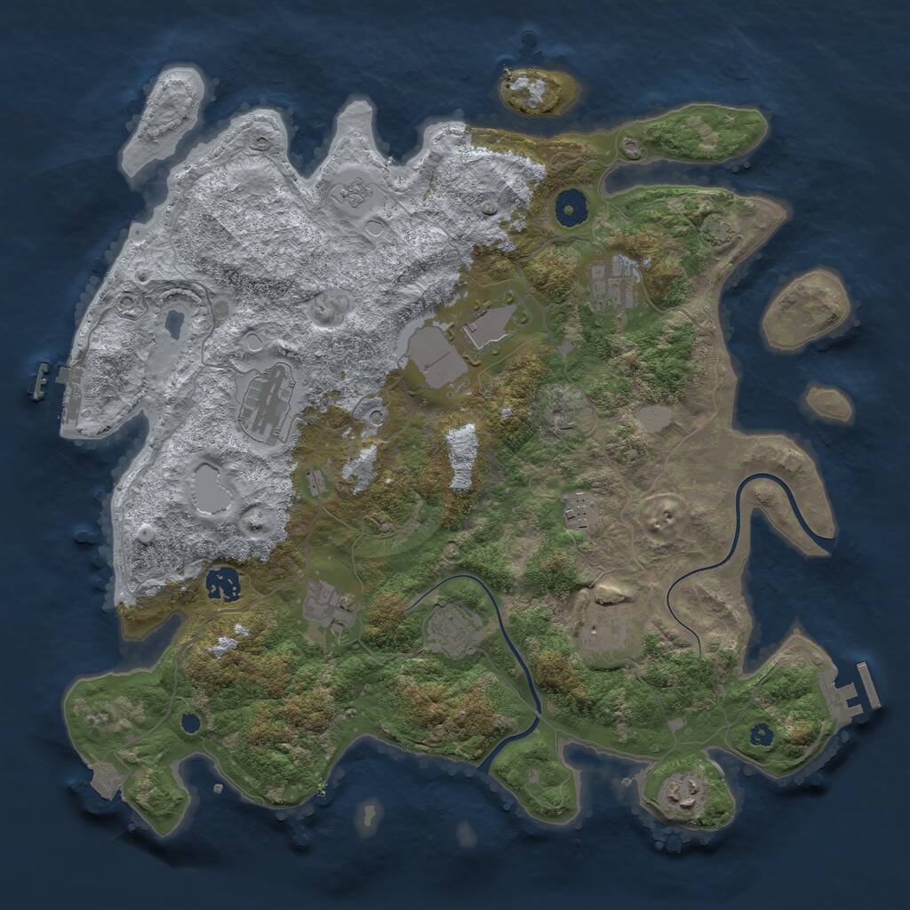 Rust Map: Procedural Map, Size: 3850, Seed: 85083597, 15 Monuments