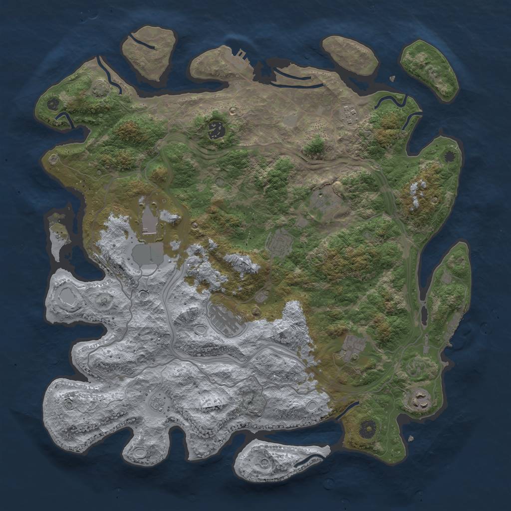Rust Map: Procedural Map, Size: 4250, Seed: 17972106, 16 Monuments