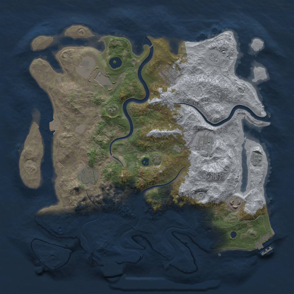 Rust Map: Procedural Map, Size: 3700, Seed: 48780287, 12 Monuments