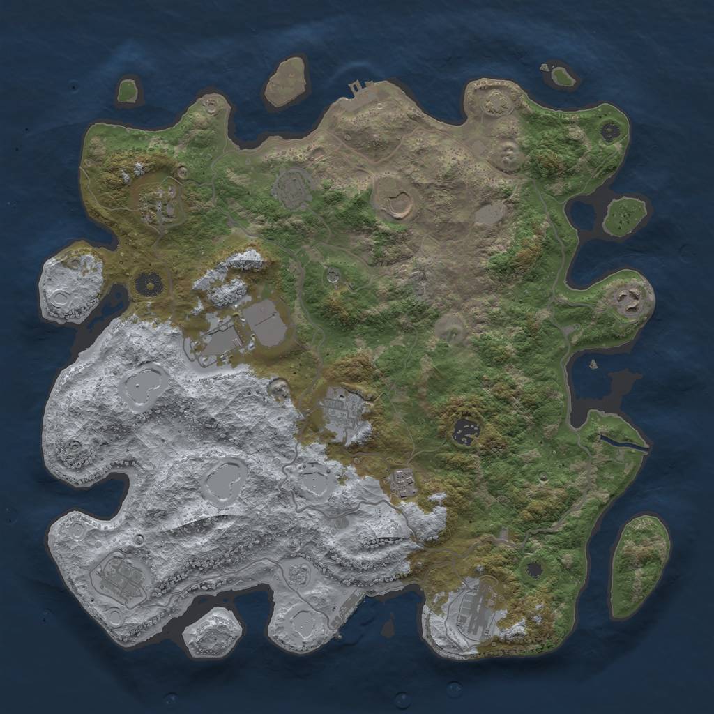 Rust Map: Procedural Map, Size: 4000, Seed: 80323041, 18 Monuments