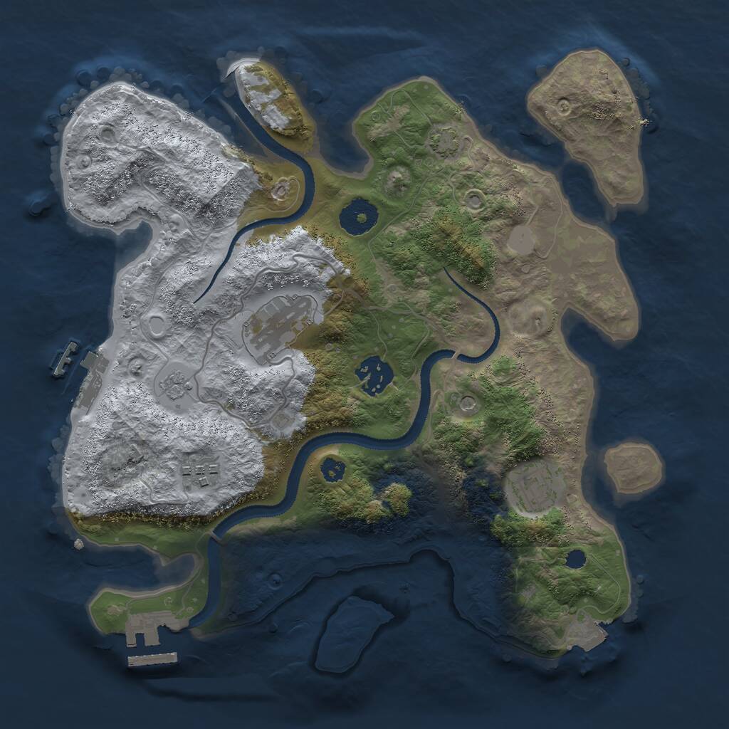 Rust Map: Procedural Map, Size: 3000, Seed: 41211, 10 Monuments