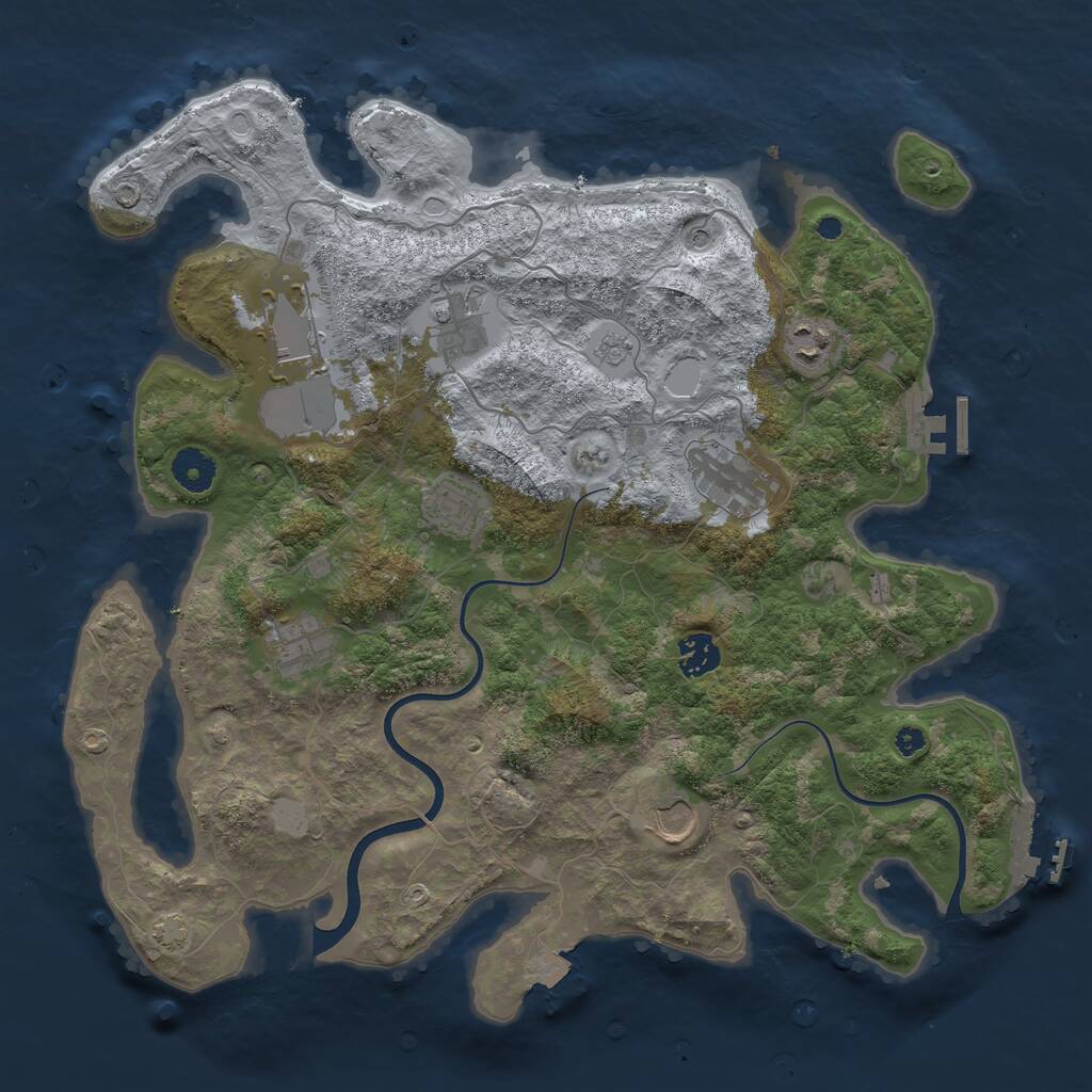Rust Map: Procedural Map, Size: 3800, Seed: 23150479, 14 Monuments