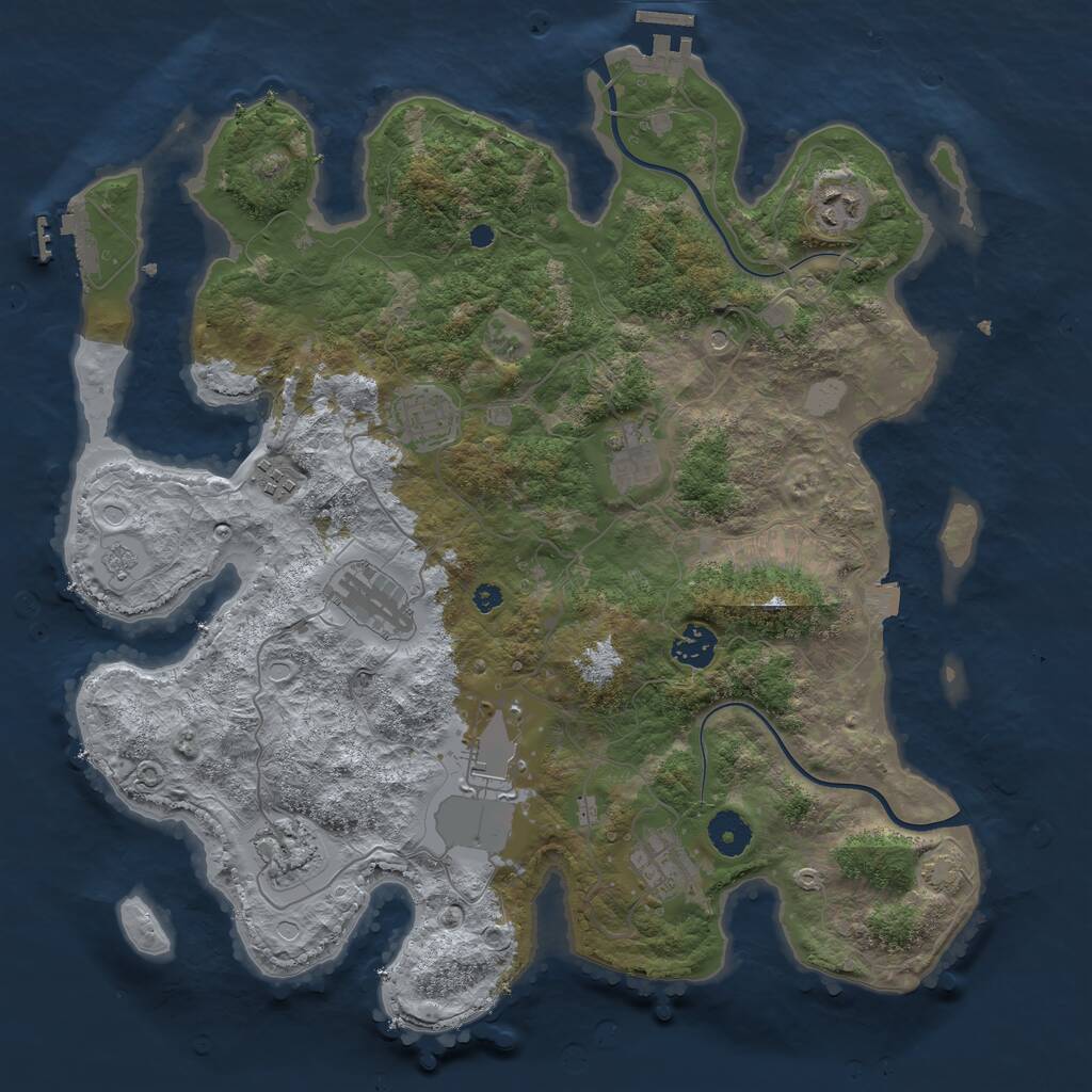 Rust Map: Procedural Map, Size: 3800, Seed: 86766437, 15 Monuments