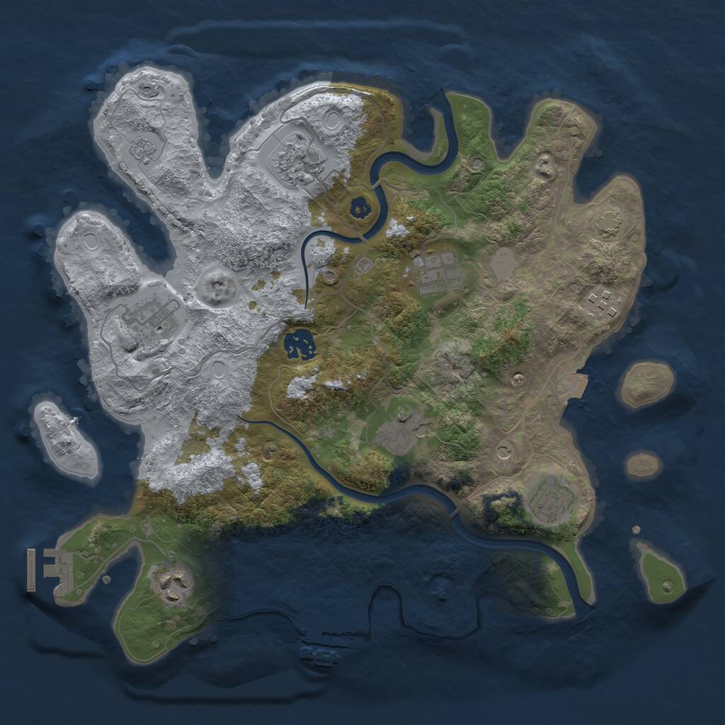 Rust Map: Procedural Map, Size: 3400, Seed: 32849077, 14 Monuments