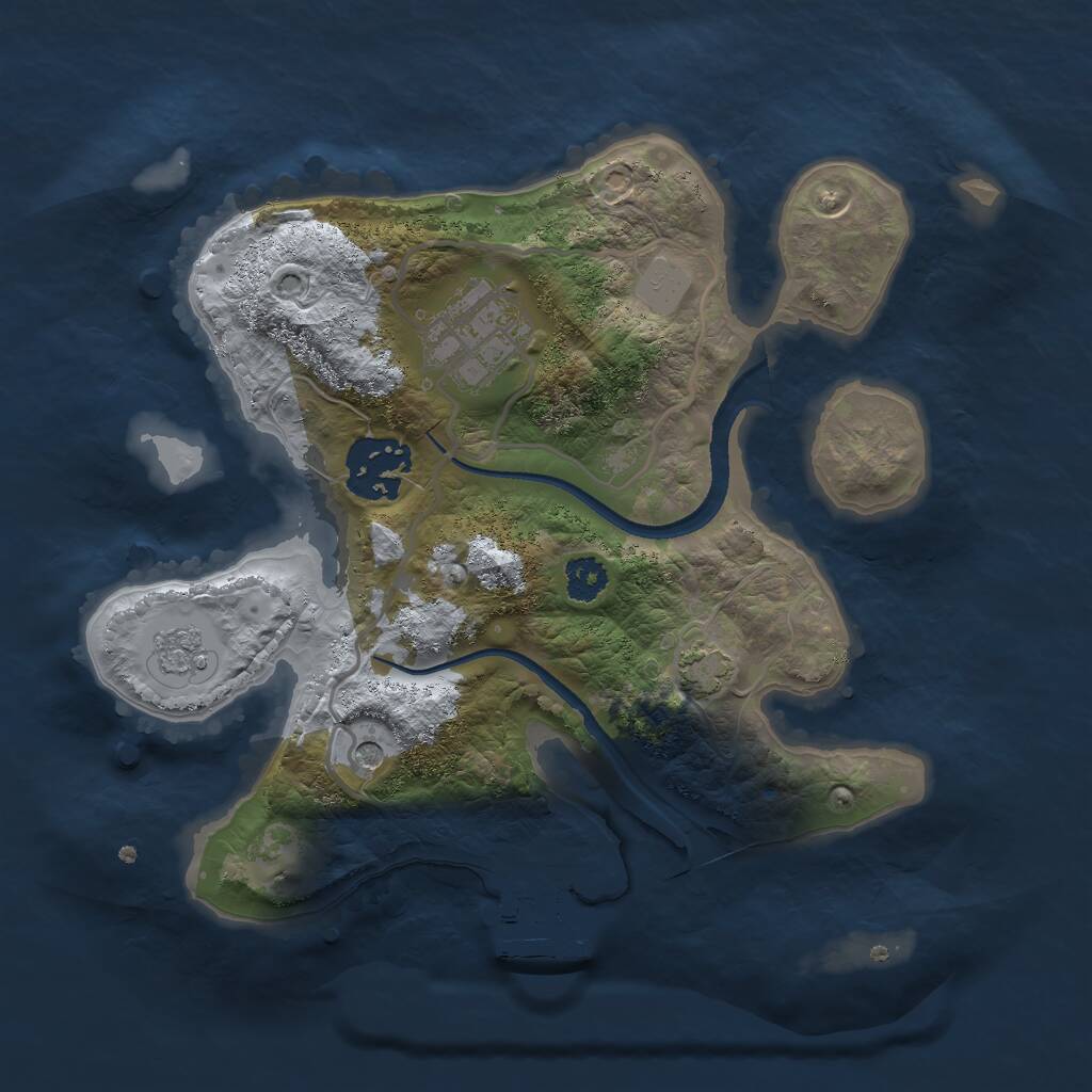 Rust Map: Procedural Map, Size: 2500, Seed: 763785697, 7 Monuments
