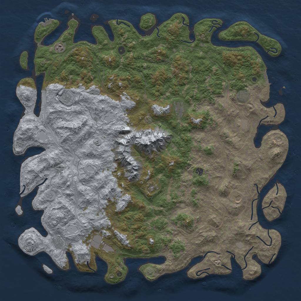Rust Map: Procedural Map, Size: 6000, Seed: 96028507, 19 Monuments
