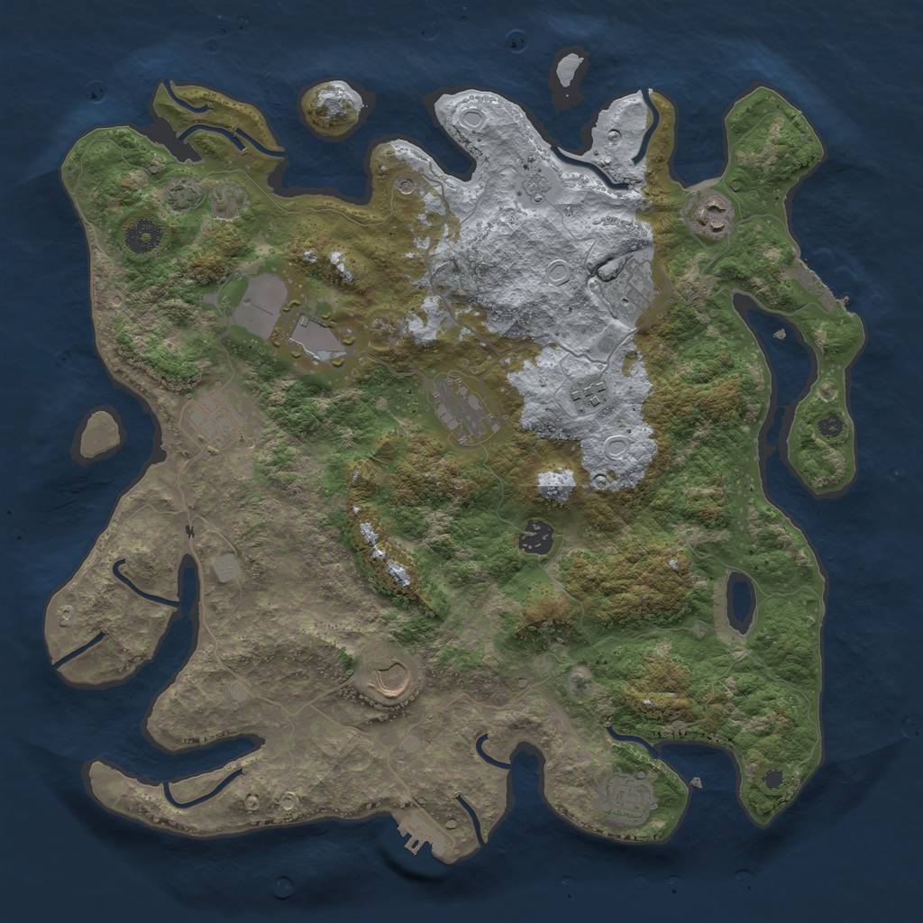 Rust Map: Procedural Map, Size: 3950, Seed: 8254424, 17 Monuments
