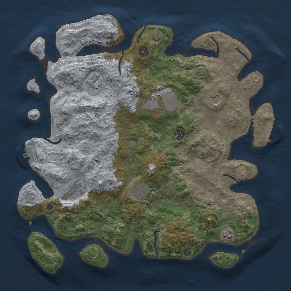 Rust Map: Procedural Map, Size: 4000, Seed: 68676, 16 Monuments
