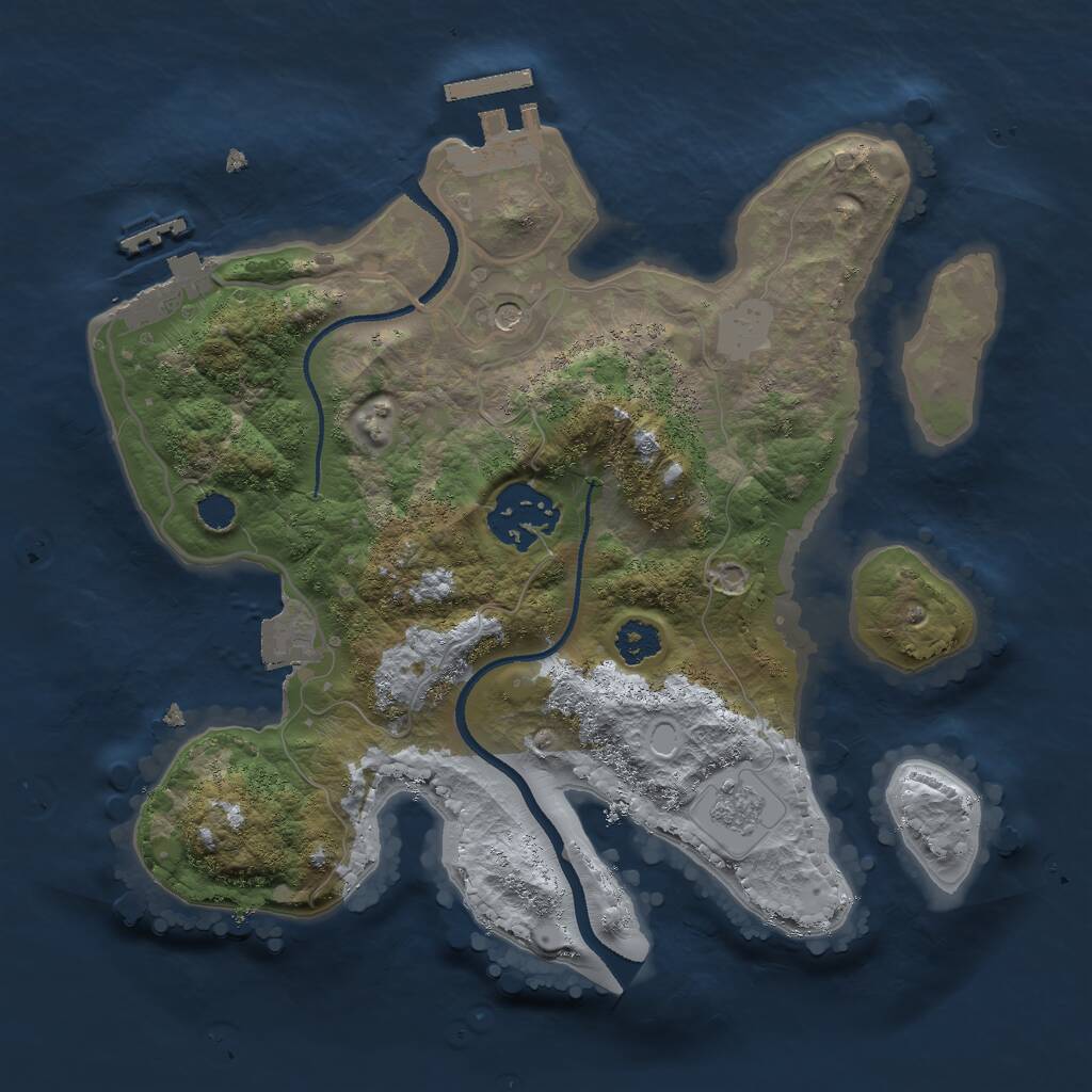 Rust Map: Procedural Map, Size: 2500, Seed: 947366935, 6 Monuments