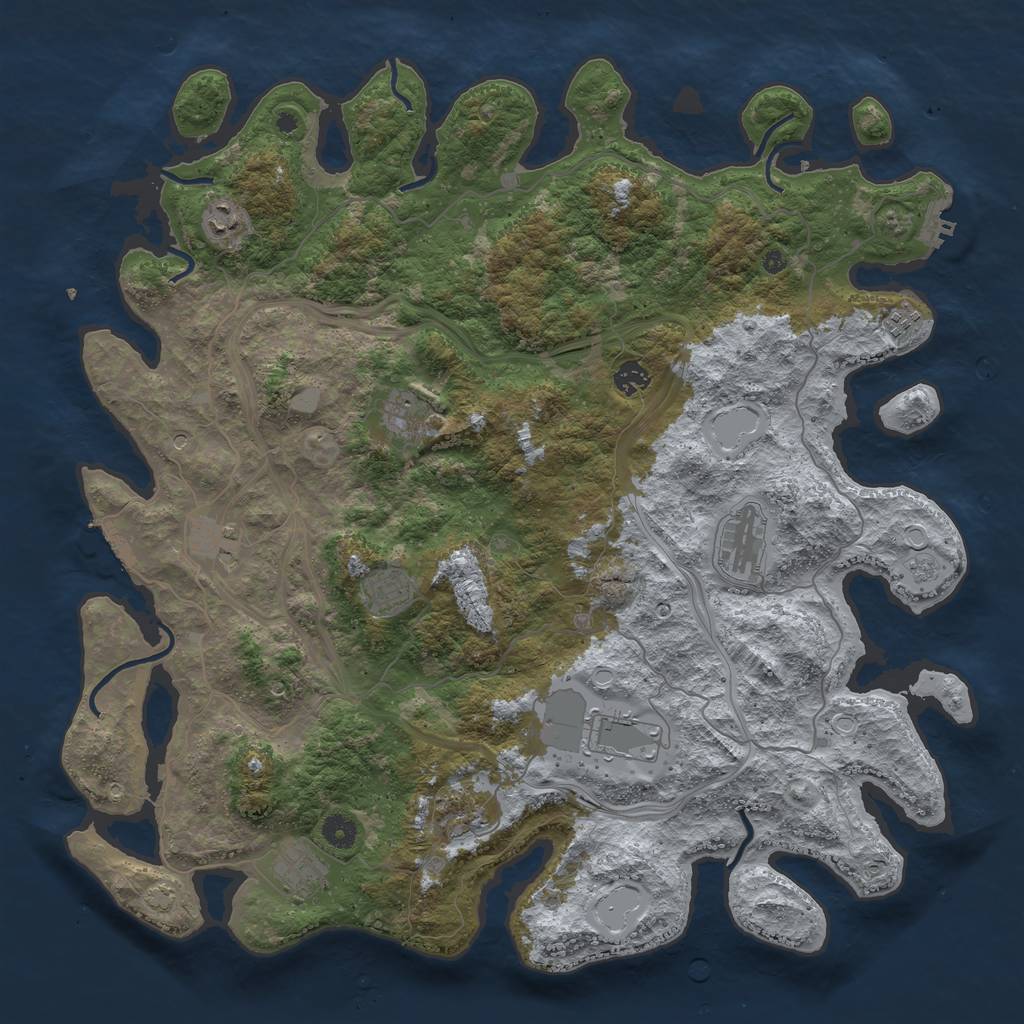 Rust Map: Procedural Map, Size: 4500, Seed: 32753027, 18 Monuments