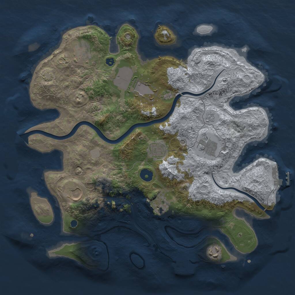 Rust Map: Procedural Map, Size: 3500, Seed: 53992854, 14 Monuments