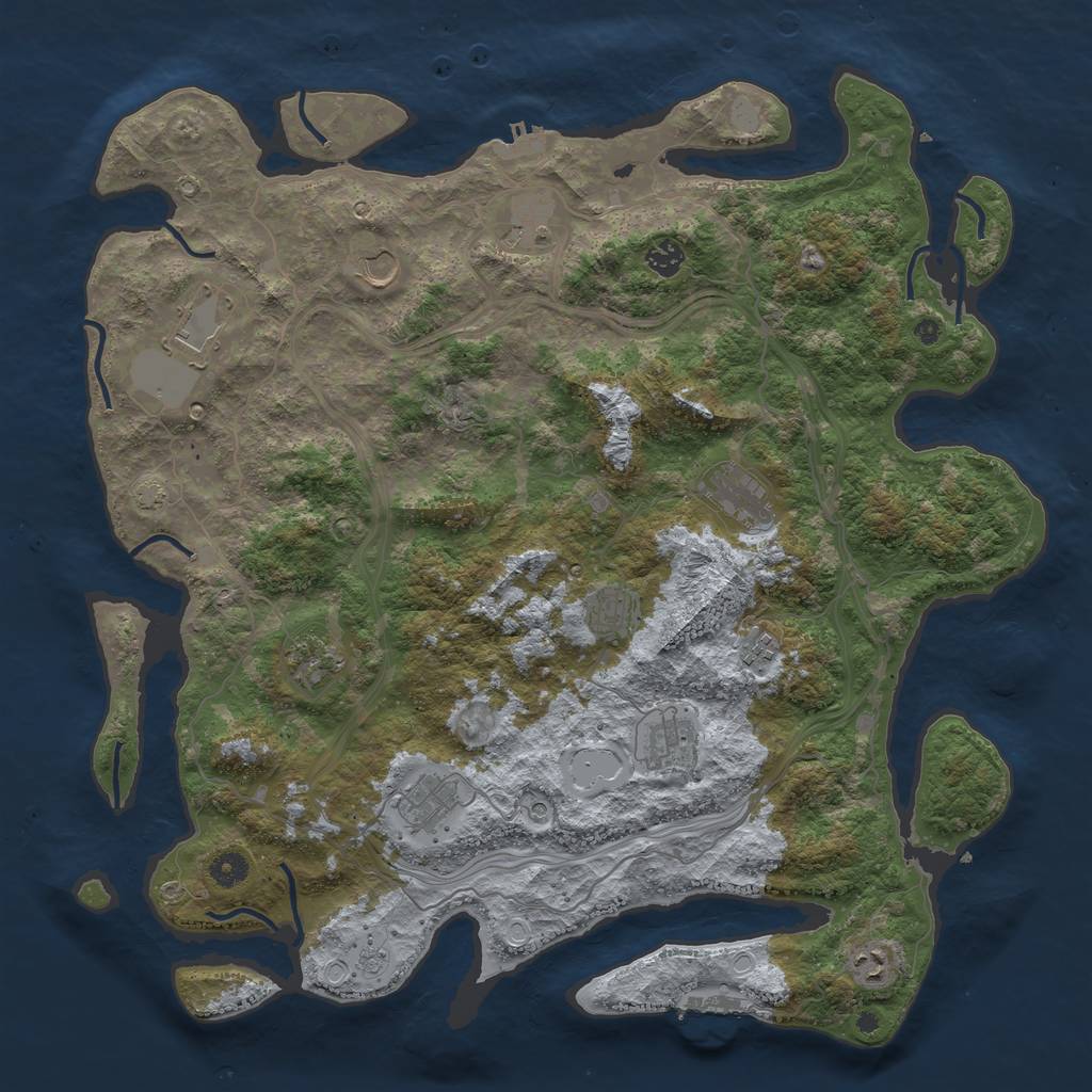 Rust Map: Procedural Map, Size: 4500, Seed: 1219177926, 19 Monuments