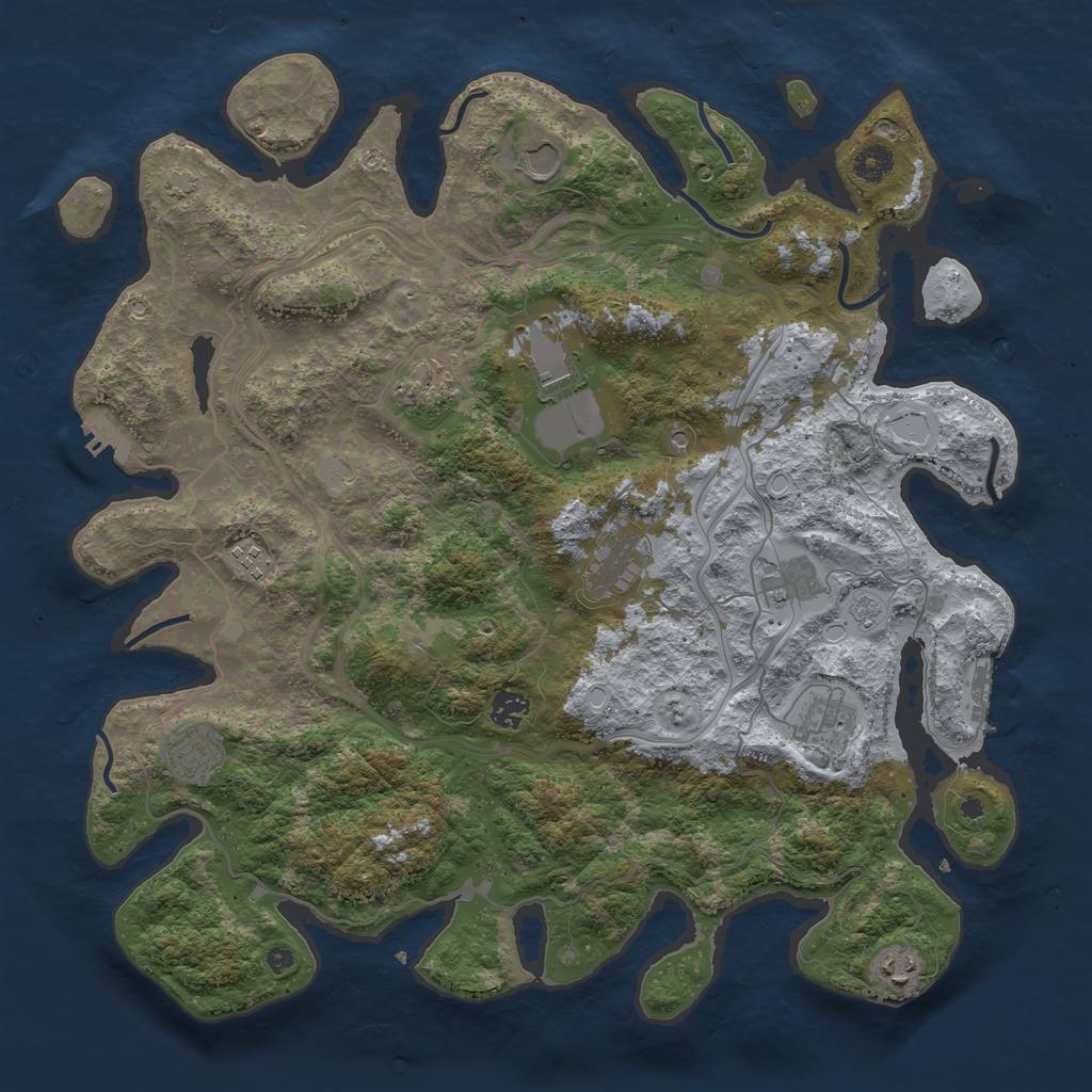 Rust Map: Procedural Map, Size: 4250, Seed: 1885105290, 18 Monuments