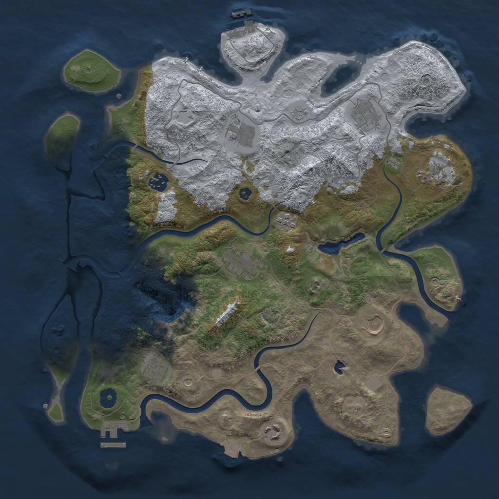 Rust Map: Procedural Map, Size: 4000, Seed: 133333337, 15 Monuments