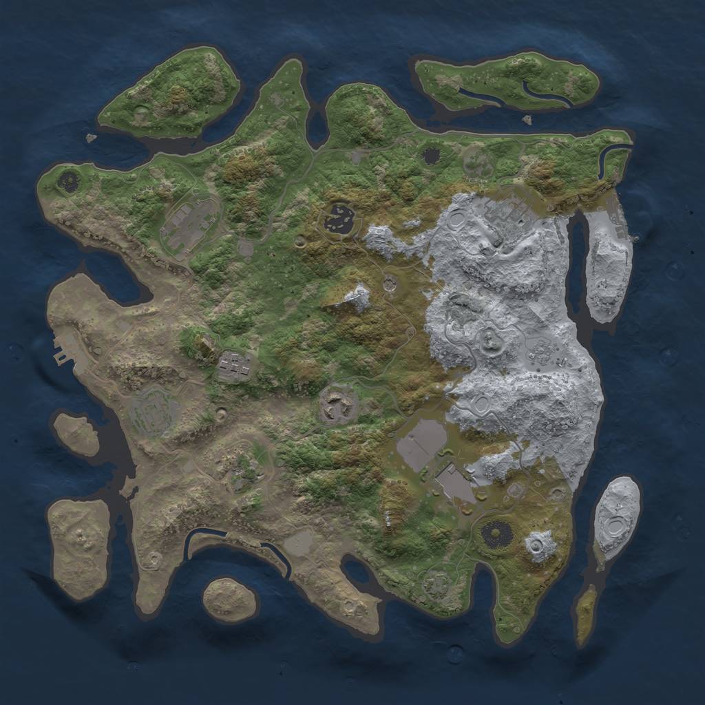 Rust Map: Procedural Map, Size: 3550, Seed: 52806707, 16 Monuments