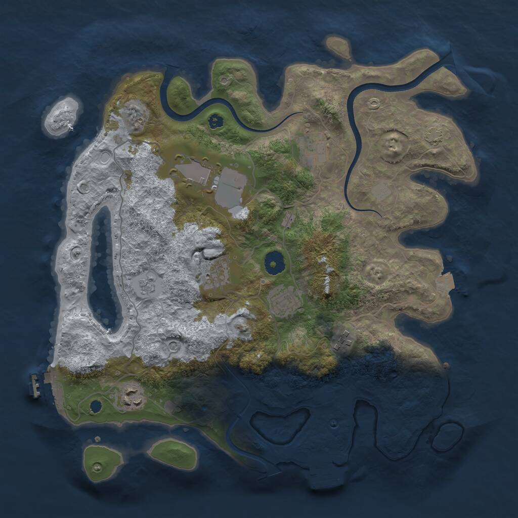Rust Map: Procedural Map, Size: 3500, Seed: 1546937998, 12 Monuments