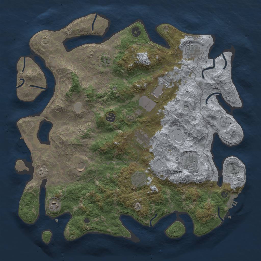 Rust Map: Procedural Map, Size: 4096, Seed: 459724227, 18 Monuments