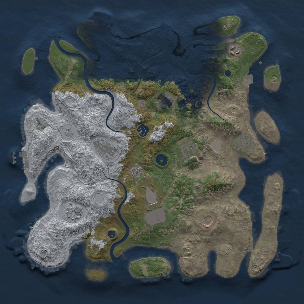 Rust Map: Procedural Map, Size: 3900, Seed: 97793373, 16 Monuments