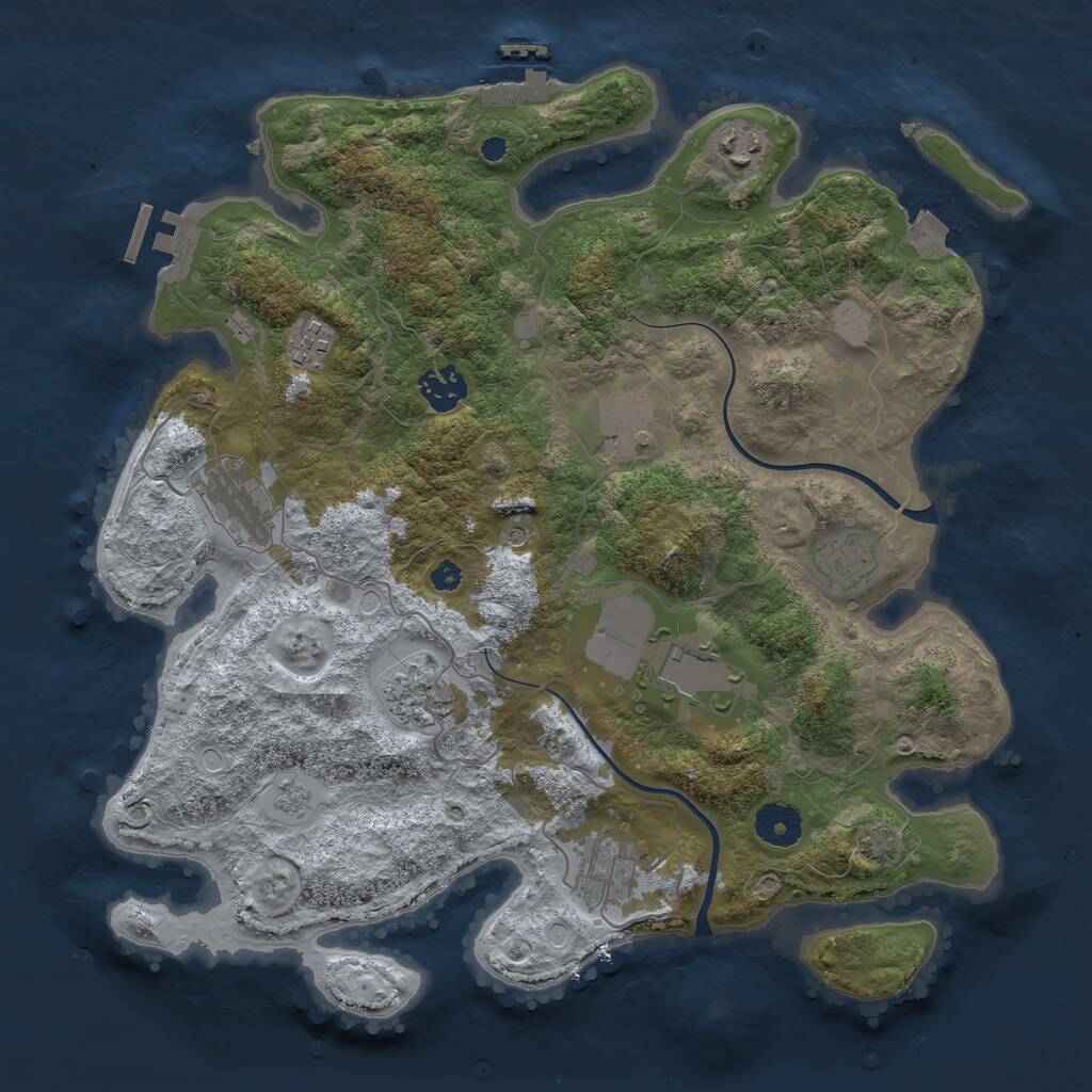 Rust Map: Procedural Map, Size: 3600, Seed: 28403743, 15 Monuments