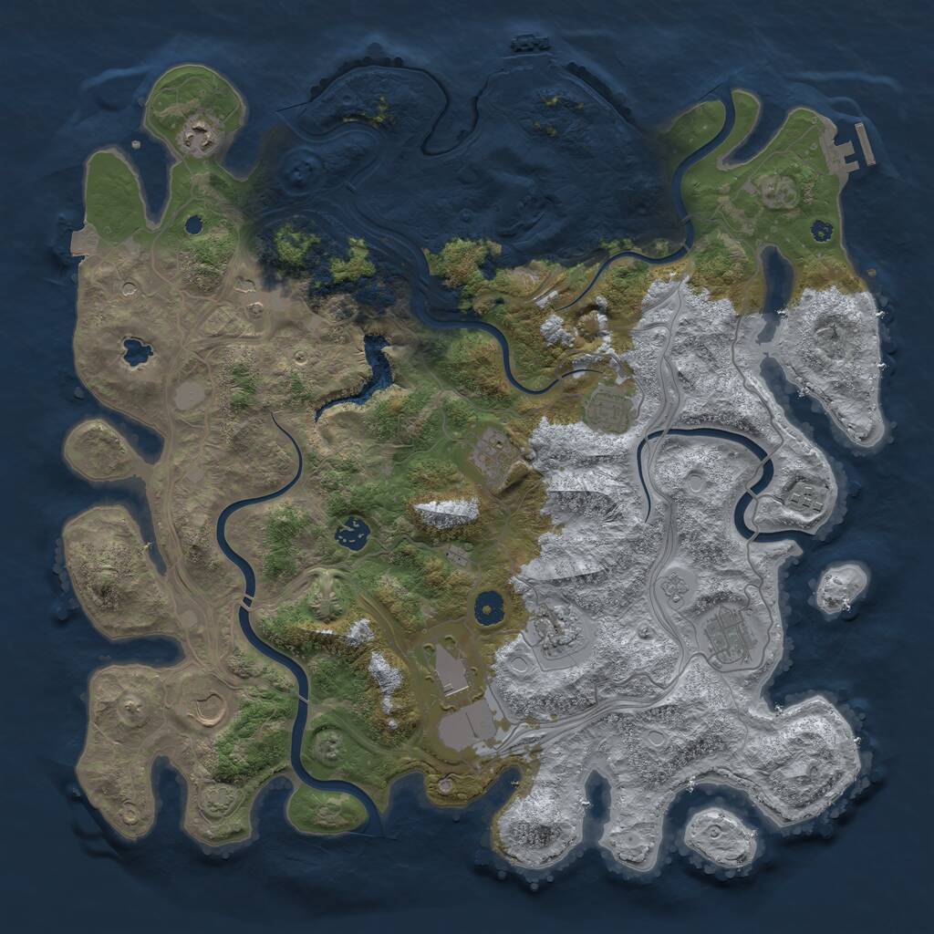 Rust Map: Procedural Map, Size: 4300, Seed: 89284175, 16 Monuments