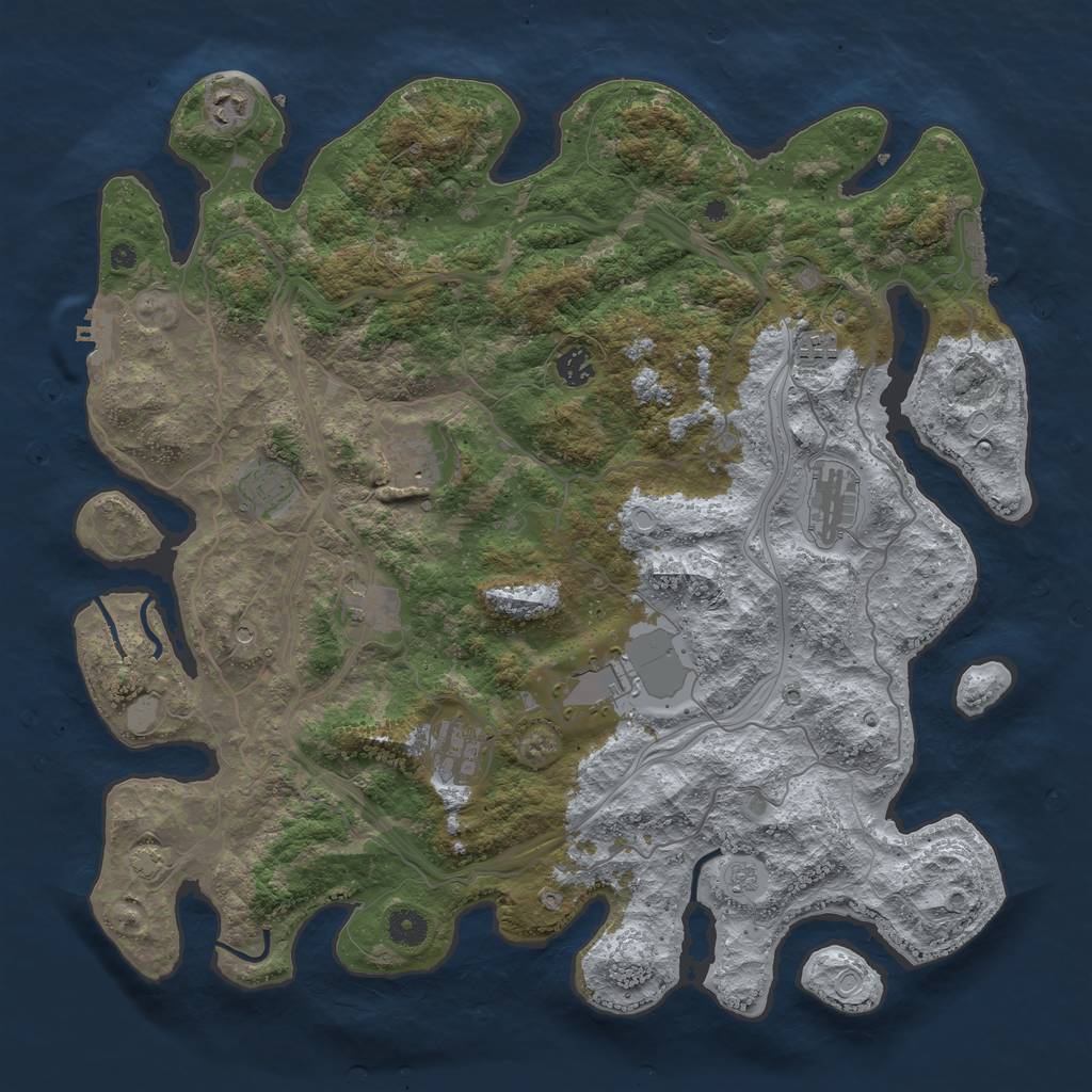 Rust Map: Procedural Map, Size: 4300, Seed: 89284175, 17 Monuments