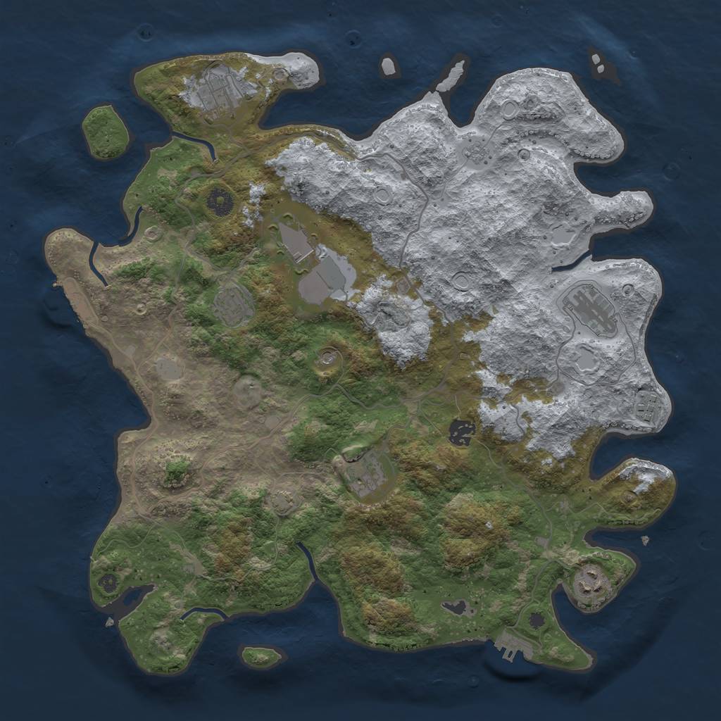 Rust Map: Procedural Map, Size: 4000, Seed: 9407036, 16 Monuments