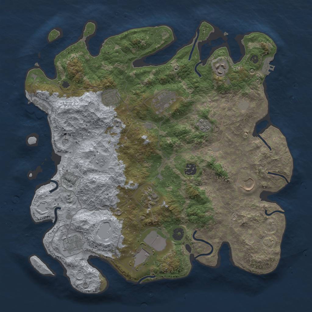 Rust Map: Procedural Map, Size: 3800, Seed: 28036860, 17 Monuments